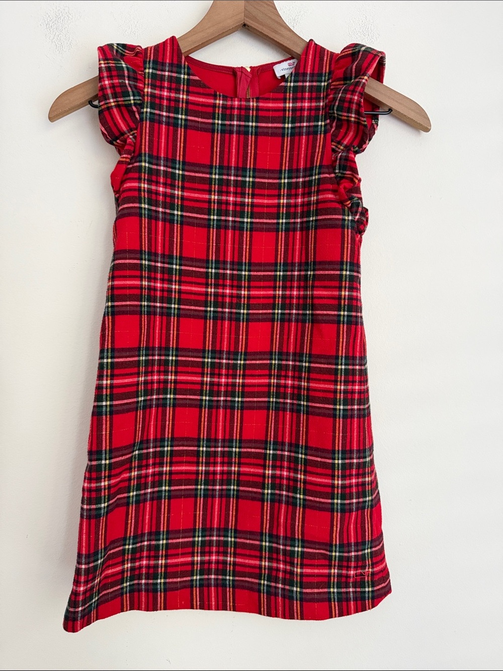 Vineyard Vines girls Red Tartan Ruffle Sleeve Dress flannel holiday 7